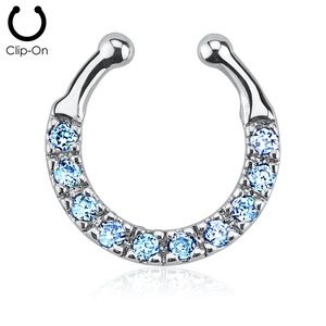 Ten Paved Gem Non-Piercing Septum Hanger
